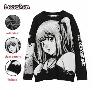 Аниме свитер тетрадь смерти Death Note Misa Amane Костюмы для косплея Вязаный свитер Harajuku Топы Униформа Хип-хоп Уличная одежда Мужчины Женщины Толстовка 2022 Осень и зима Девушка Вязаный пуловер
