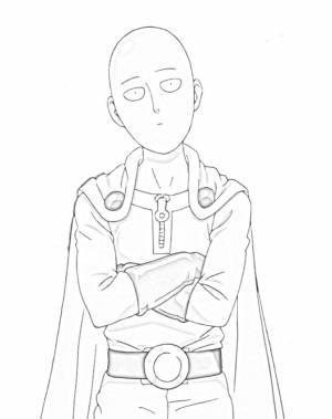 Раскраска Сайтама Ванпанчмен