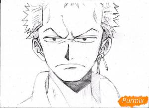Как нарисовать портрет Ророноа Зоро из One Piece