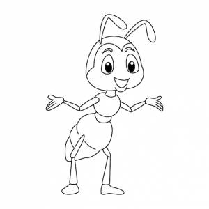 Милый мультяшный муравей, раскраска страницы вектор иллюстрации для детей книжка-раскраска