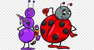 Книжка-раскраска насекомое Детский мультфильм Иллюстрация, мультфильм муравьи семь звезд божьи коровки, мультипликационный персонаж, ребенок, звезды png