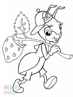 Раскраска Муравей бежит с бревном веселей