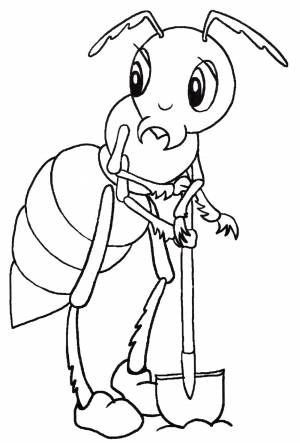 Раскраска Муравей с лопатой