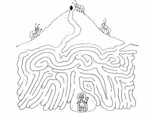 Раскраски Раскраска Муравей ищет королеву лабиринты