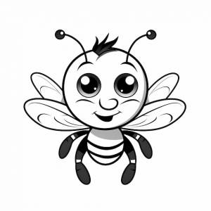Раскраска для детей мультфильм пчела с шестью ногами летающая черно-белая раскраска