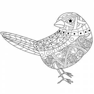 Раскраска Воробей с узорами