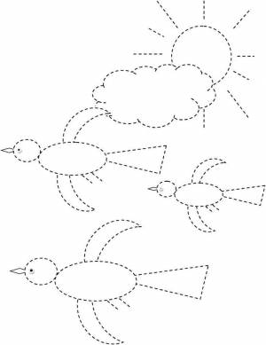 перелетные птицы штриховка обведи по точкам