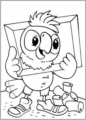 Раскраска эксентричный попугай Кеша