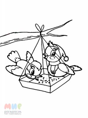 Раскраска Кормушка для птиц Часть 1