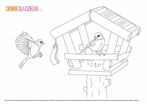 Синичка в кормушке рисунок