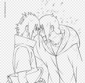 Итачи Учиха Line art Саске Учиха Рисунок Учиха клан, наруто, угол, белый, рука png