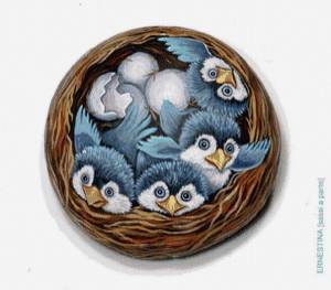 Схема вышивки «Птенцы в гнезде»