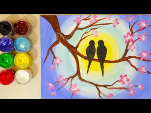 Рисунок на тему весна Птицы на ветке