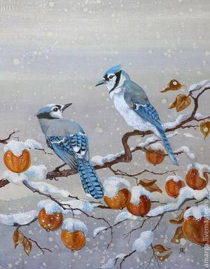 батик шарф 'Blue Jay'