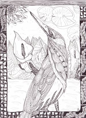 Иллюстрация Выпь в стиле 2d, графика, книжная графика