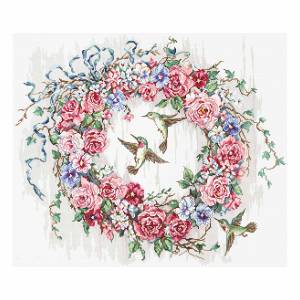 набор для вышивания LetiStitch Венок и колибри47*40см, цены на Мегамаркет