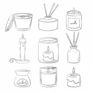 Набор диффузора и восковых свечей с фитилем в стеклянном подсвечнике с деревянной крышкой