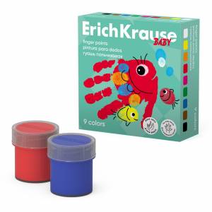 Гуашь пальчиковая , 9 цветов х 20 мл, ErichKrause Baby, с Алоэ Вера