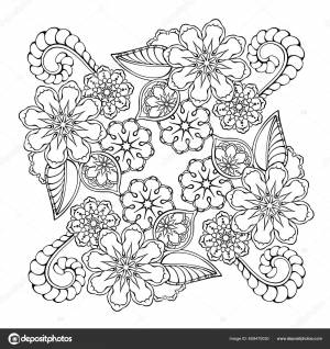 Цветочный Узор Раскраска Страницы Фантазией Абстрактные Цветы Нарисованы Свободном Линейном Векторное изображение ©VeYe 659470030