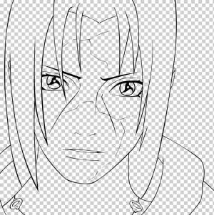 Итачи Учиха Line art Саске Учиха Рисование Черное и белое, наруто, угол, белый, лицо png