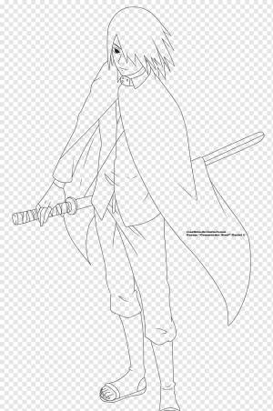 Саске Учиха Line art Рисунок Учиха клана Эскиз, наруто, угол, белый, рука png