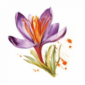 Акварельный рисунок цветка крокуса