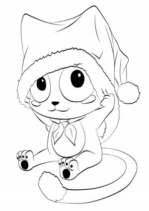 Раскраска новогодняя кошка