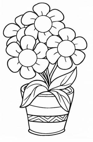 Цветок в горшке раскраски состав