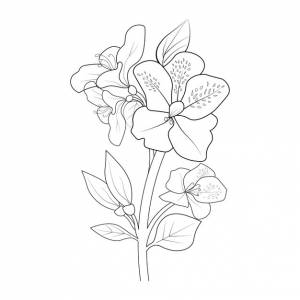 Изолированная, нарисованная вручную красивая вечнозеленая азалия рани, цветочные букеты векторные иллюстрации клип-арт