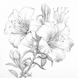 Рисунок цветка со словами «азалия» на нем