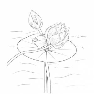 Изолированный цветок лотоса, нарисованный вручную векторным наброском, раскраски с гравировкой тушью