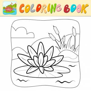 Книжка-раскраска  раскраска для детей лотос черно-белый вектор природа фон