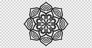 Мандала Рисование Книжка-раскраска Менди, ручная роспись цветущий лотос, белый, лист, монохромный png
