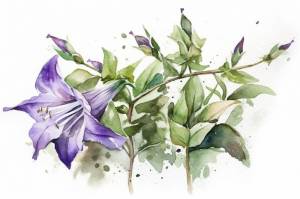 Акварельный рисунок цветка клематиса
