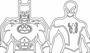 Раскраска бэтмен и человек паук