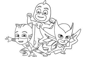 Раскраска Три героя в масках