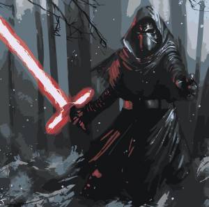 Картина по номерам на холсте с подрамником ЖПН Кайло Рен, Раскраска 40x40см, Фильмы Фэнтези Звездные Войны Star Wars