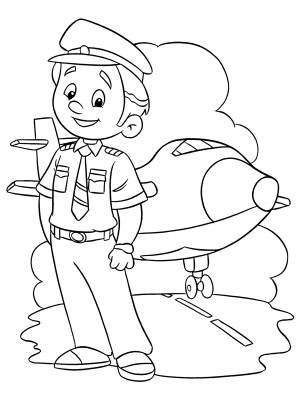 Раскраска Пилот с самолетом