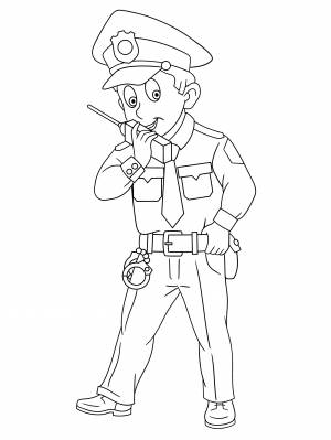 Раскраска Полицейский с рацией