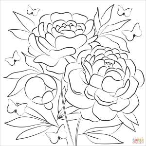 Трафареты пионы вазе