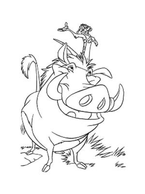 Раскраски Лев, Раскраска Тимон и пумба Король лев