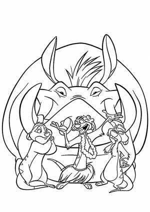 Раскраска Подкравшийся Пумба