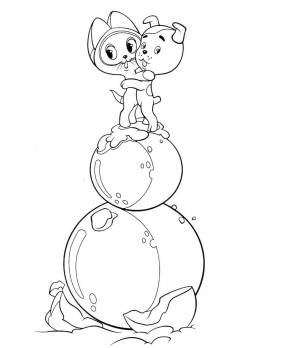 Раскраски Раскраска Котенок гав и шарик котенок гав детские