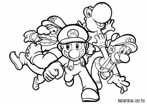 Распечатать раскраски Марио