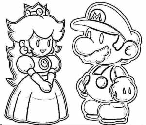 Раскраски Раскраска Марио и принцесса марио детские