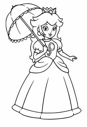 Раскраска Принцесса Пич Зонтик