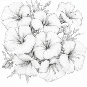 Петуния дикие цветы сверху линии искусства рисунок