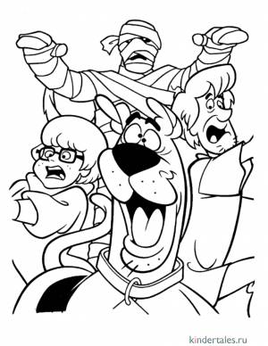 Скуби-Ду с друзьями убегают от мумии» раскраска для детей