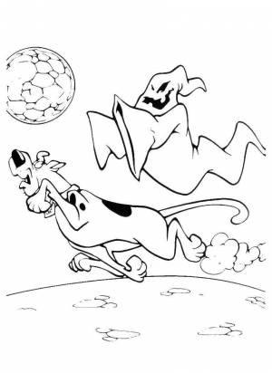 Раскраски Раскраска Скуби ду убегает от призрака Персонаж из мультфильма