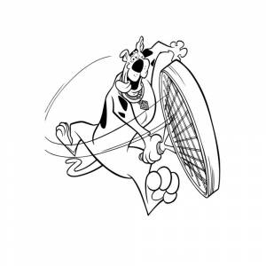 Раскраска Скуби-Ду с ракеткой